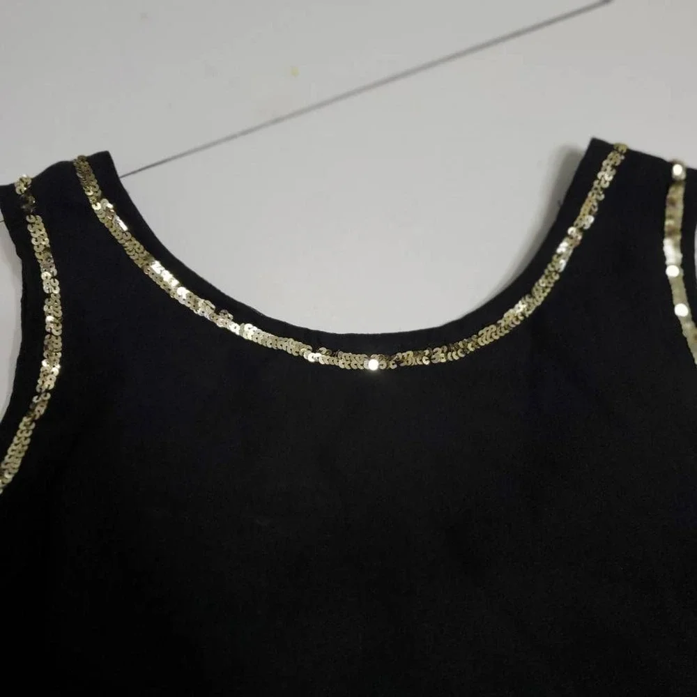 Raan Collection Womens Tank Dress Black Abstract Lined Pullover Beaded‎ Boho M
